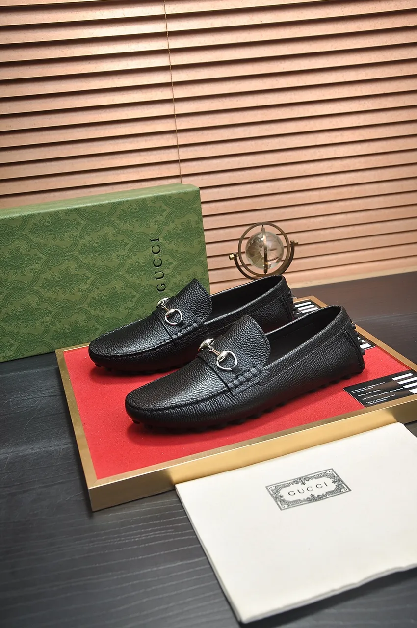 Men's Men's Shoes💰420💶【GUCCI】 (High-end Niuli) New 🍀Gucci*——Gucci Doudou Shoes! Made of imported original cowhide, the inner top layer is comfortable cowhide lining! Original wear-resistant rubber outsole! High quality products! Code number 38-44!